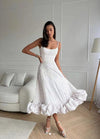 Robe de cocktail femme élégante midi à coupe évasée - tenue de soirée sans manches pour toutes les occasions