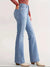 Jeans bootcut pour femmes taille haute slim fit bleu clair - pantalon denim décontracté pour des tenues variées
