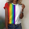 T-shirt rayé arc-en-ciel pour femmes - haut décontracté vif pour les journées d'été