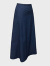 Jupe en denim a-line - jupe longue tendance en bleu foncé pour femmes