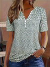 Blouse décontractée pour femme - blouse élégante à imprimé floral en v pour le quotidien - design à manches courtes