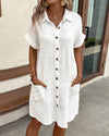 Robe chemise femme avec poches, coupe décontractée pour un style quotidien - robe légère à boutons