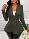 Blazer long à manches longues texturé pour femmes - tenue de bureau sophistiquée