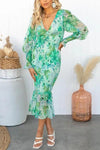 Robe midi florale femme à manches bouffantes - élégante et polyvalente pour vos journées ensoleillées