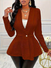 Blazer long à manches longues texturé pour femmes - tenue de bureau sophistiquée