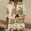Ensemble femme tropical - haut à manches courtes et short décontracté pour l'été