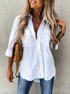 Blouse féminine ample avec poches - tenue décontractée et stylée, tissu respirant, polyvalente pour le bureau et les sorties