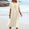 Robe décontractée en coton et lin pour femmes avec poches - coupe ample pour vos sorties estivales