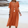 Robe décontractée en coton et lin pour femmes avec poches - coupe ample pour vos sorties estivales