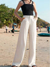 Pantalons larges pour femmes - lin léger pour un look décontracté à la plage