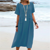Robe décontractée en coton et lin pour femmes avec poches - coupe ample pour vos sorties estivales