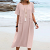 Robe décontractée en coton et lin pour femmes avec poches - coupe ample pour vos sorties estivales