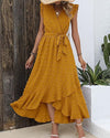 Robe maxi femme avec détails volantés - robe légère à tiers et nœud pour vos événements d'été