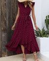 Robe maxi femme avec détails volantés - robe légère à tiers et nœud pour vos événements d'été