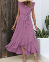 Robe maxi femme avec détails volantés - robe légère à tiers et nœud pour vos événements d'été