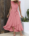 Robe maxi femme avec détails volantés - robe légère à tiers et nœud pour vos événements d'été