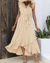 Robe maxi femme avec détails volantés - robe légère à tiers et nœud pour vos événements d'été
