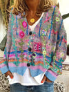 Cardigan en tricot pour femmes - joli pull oversize avec broderies florales