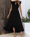 Robe maxi femme avec détails volantés - robe légère à tiers et nœud pour vos événements d'été