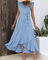 Robe maxi femme avec détails volantés - robe légère à tiers et nœud pour vos événements d'été
