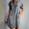 Robes chemises en denim pour femmes avec poches - tunique à manches courtes décontractée pour sorties quotidiennes