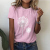 T-shirt femme avec imprimé pissenlit - tee shirt chic à manches courtes pour un style décontracté