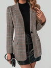 Blazer à carreaux marron pour femme - coupe ajustée, veste chic pour un style décontracté et élégant