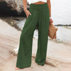 Pantalons large en lin pour femmes - style décontracté pour la plage, léger et aéré pour l'été