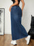 Jupe maxi en denim bleu pour femme - style décontracté et longueur longue avec ceinture élastique, parfaite pour le quotidien
