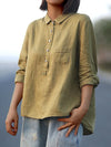 Chemise en lin femme légère à manches longues - blouse décontractée pour un style polyvalent