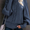 Pull en tricot - élégant pull à col montant pour femmes avec motif en laine