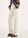 Pantalons larges - élégants pantalons taille haute blanc ivoire pour femmes