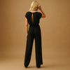 Jumpsuit féminin chic à décolleté en v - vêtement élégant pour le bureau ou les sorties décontractées