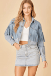 Veste en denim pour femmes avec détails en franges - vêtement d'été décontracté et stylé
