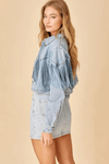 Veste en denim pour femmes avec détails en franges - vêtement d'été décontracté et stylé