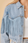 Veste en denim pour femmes avec détails en franges - vêtement d'été décontracté et stylé