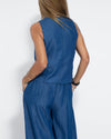 Ensemble 2 pièces en lin : pantalon large et débardeur - look estival chic pour femmes