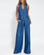 Ensemble 2 pièces en lin : pantalon large et débardeur - look estival chic pour femmes
