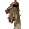 Ensemble 3 pièces - top court chic, jupe et kimono