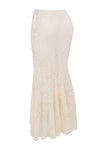 Ensemble corset en dentelle crème vintage et jupe maxi - élégance féminine