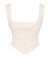 Ensemble corset en dentelle crème vintage et jupe maxi - élégance féminine