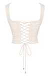 Ensemble corset en dentelle crème vintage et jupe maxi - élégance féminine