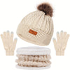 Ensemble d'accessoires d'hiver 3 pièces - bonnet tricoté, gants et snood pour femmes
