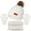 Ensemble d'accessoires d'hiver 3 pièces - bonnet tricoté, gants et snood pour femmes