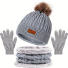 Ensemble d'accessoires d'hiver 3 pièces - bonnet tricoté, gants et snood pour femmes