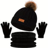 Ensemble d'accessoires d'hiver 3 pièces - bonnet tricoté, gants et snood pour femmes