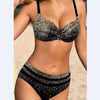 Ensemble de bikini taille haute 2 pièces - imprimé feuilles tropicales
