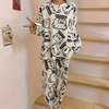 Ensemble de détente 2 pièces - pyjama imprimé blanc pour femmes