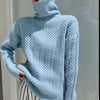 Ensemble de deux pièces en tricot torsadé à col roulé - mode féminine élégante