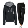 Ensemble de jogging 2 pièces - hoodie imprimé rythme cardiaque et joggers